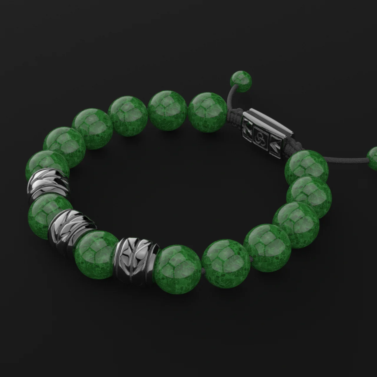 Emerald Jade Bracelet 12mm | Woven - Image 12